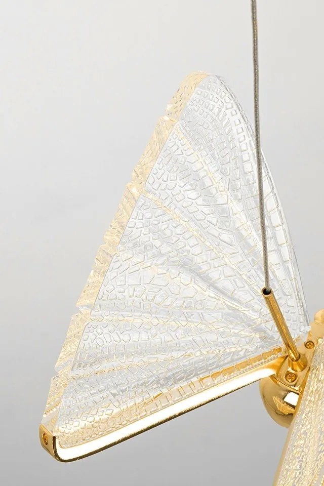 Lustra cu 5 pendule LED design modern Fluture 5 auriu