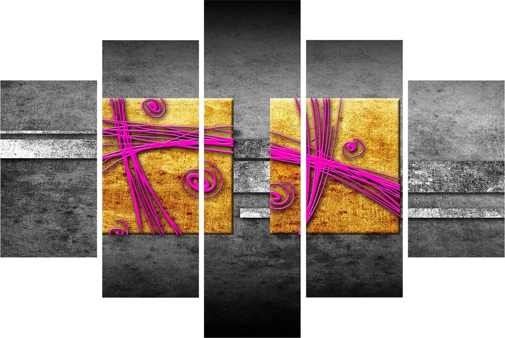 Tablou - Pătratr colorate pe fond negru (150x105 cm)