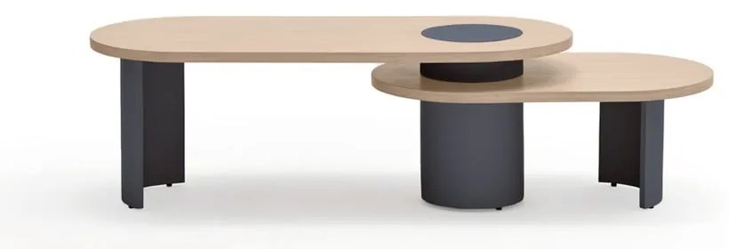 Măsuță de cafea albastră/în culoare naturală cu aspect de lemn de frasin 50x120 cm Nori – Teulat