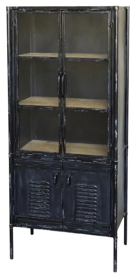 Dulap din metal, cu usi de sticla, aspect vintage