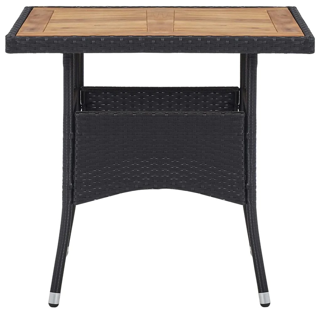 Set mobilier gradina, 3 piese, negru, poliratan si lemn acacia negru si maro, 3