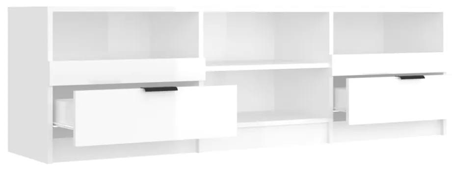 Comoda TV, alb extralucios, 150x33,5x45 cm, lemn prelucrat 1, Alb foarte lucios