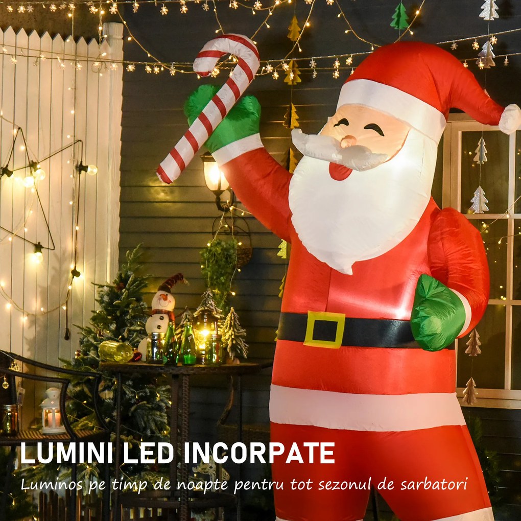 Mos Craciun gonflabil cu lumini LED, decoratiune de craciun, decoratiune gonflabila de Craciun 125x95x243 cm HOMCOM | Aosom Romania