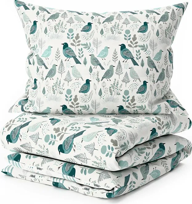 Lenjerie de pat policoton LEAFBIRD POLY alb-verde Dimensiune lenjerie de pat: 70 x 90 cm | 140 x 200 cm