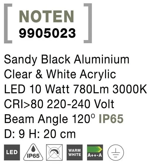 Stalp LED pentru iluminat exterior IP65 NOTEN H-20cm NVL-9905023