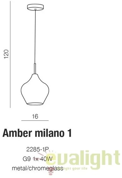 Pendul modern AMBER MILANO 1 crom