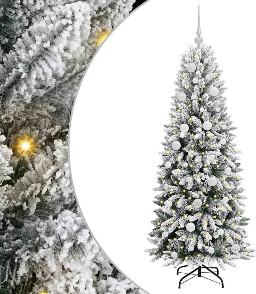 vidaXL Brad de Crăciun artificial cu 150 LED cu suport Alb 150 cm