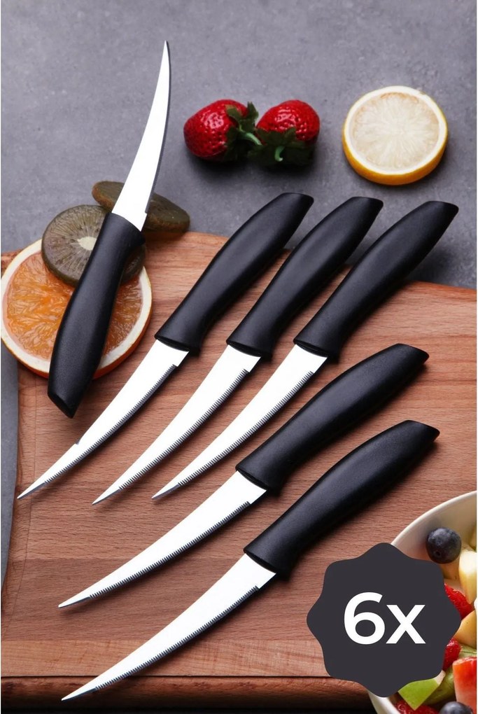 Set 6 cutite MAGIC, negru/crom, otel, 26 cm