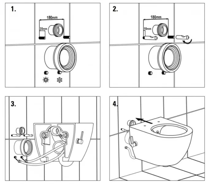 Set vas wc suspendat cu functie bideu alb si baterie inclusa auriu mat Foglia Oslo, rezervor wc incastrat si clapeta alb alpin, Grohe