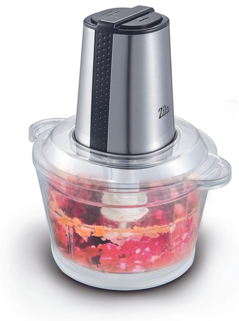 Tocator legume-fructe ZILAN ZLN-3888, Putere 300W, Vas din sticla 1.6L, 4 lame inox, 2 trepte de viteza