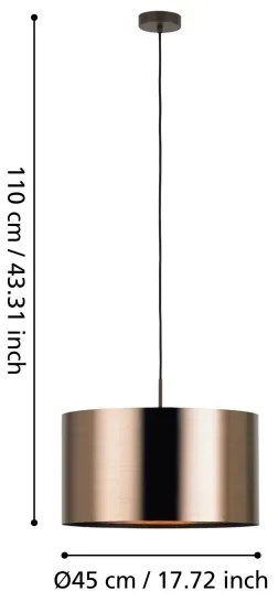 Eglo 39356 - Lampa suspendata SAGANTO 1 1xE27/60W/230V
