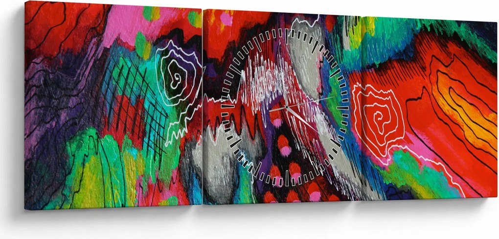 Tablou abstract - culori (cu ceas) (90x30 cm)