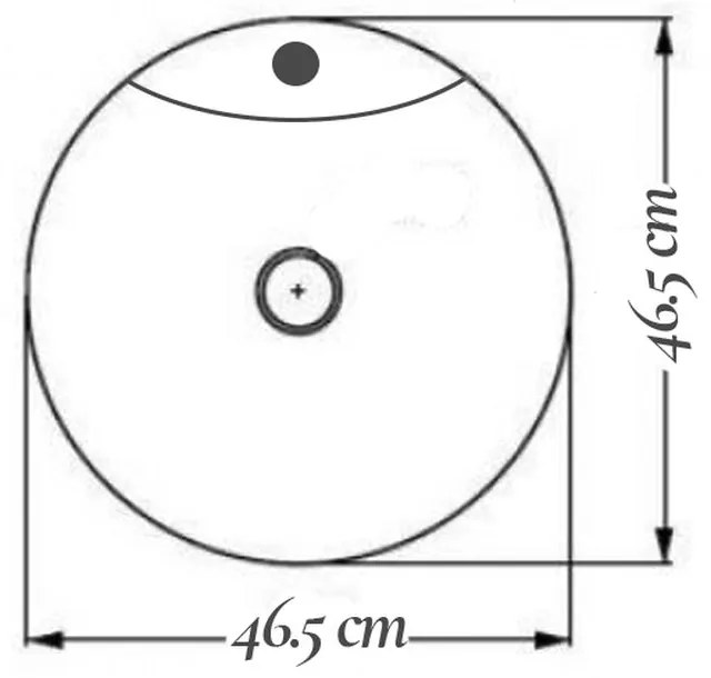 Lavoar pe blat alb lucios 47 cm, rotund, orificiu baterie, Fluminia Ibiza Grande New 465x465 mm