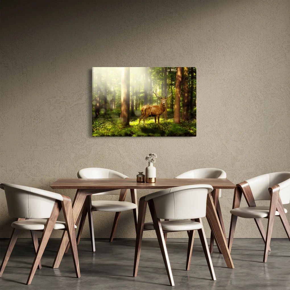 Tablou cu cerbul în pădure (90x60 cm)