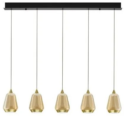Lustra moderna cu 4 pendule LED, Metal, Sticla, Champaigne, ALISH