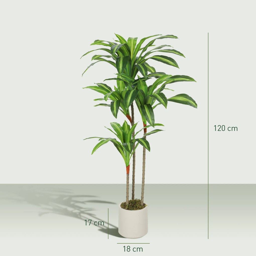 HOMCOM Arbore artificial Dracaena 120 cm cu ramuri flexibile - Verde | Aosom Romania