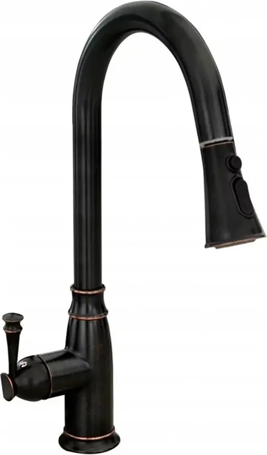 Baterie bucatarie cu dus extractibil Rea Deco negru mat