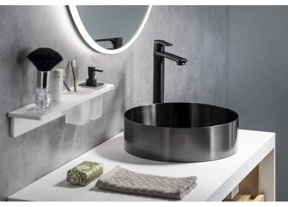 Baterie negru-mat pentru chiuvetă înaltă Pax – Sapho