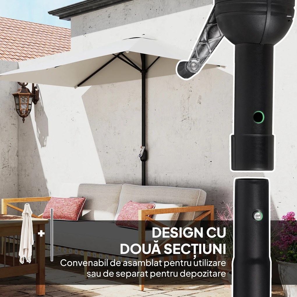 Outsunny Umbrar de Perete Semicircular cu Manivelă, Design Compact pentru Terase și Balcoane, Crem | Aosom Romania