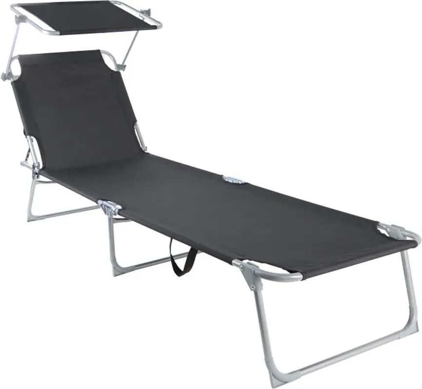 Set 2 șezlonguri relaxante cu copertină reglabilă SEBASTIAN