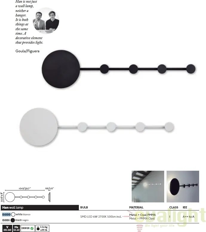 Aplica LED ambientala cu cuier HAN neagra 01001