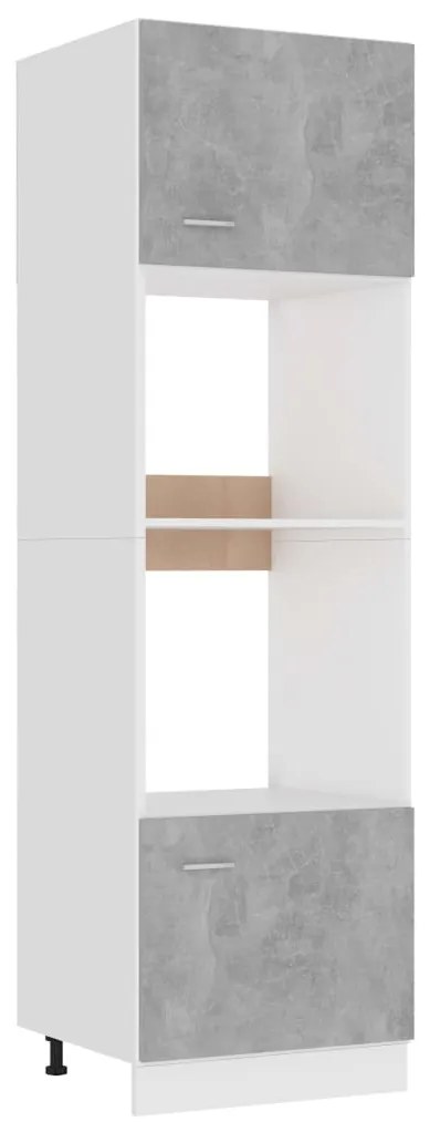 vidaXL Dulap de cuptor microunde gri beton 60x57x207 cm lemn prelucrat