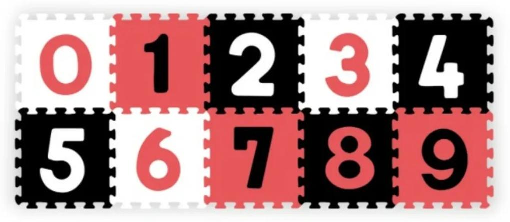 BabyOno Foam puzzle - Numerele, 10ks, negru/rosu / alb