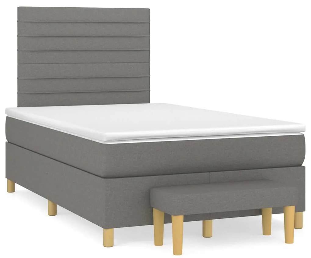 vidaXL Pat box spring cu saltea, gri închis, 120x190 cm, textil