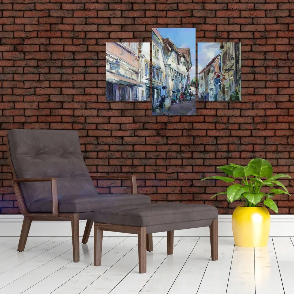 Tablou - Strada orașului vechi, pictură acrilică (90x60 cm)