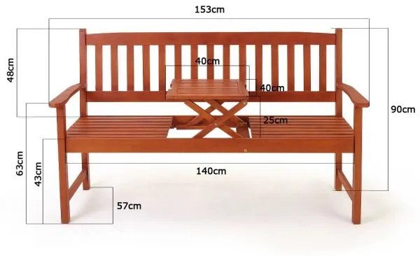 Deuba Banca de gradina cu masa - 153 cm