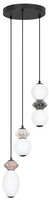 Lustra LED suspendata decorativa ceramica mocha, gri, alb, PALLINA 3L