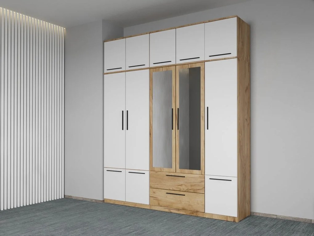Set mobila dormitor complet Alb/Stejar Levi C27