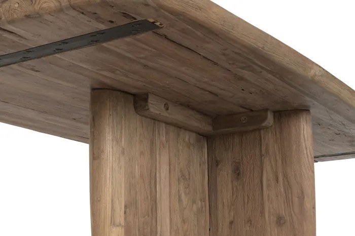 Masă dining dreptunghiulara din lemn de tec reciclat, finisaj natur, "Grand Loft"