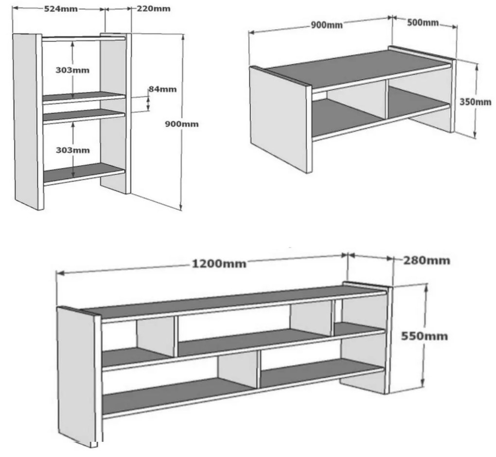 Set mobilier living Sakeko 4 (alb) . 1094073