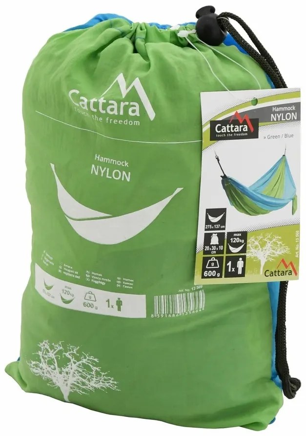 Cattara Hamac leagan cu agatare Nylon albastru, 275 x 137 cm