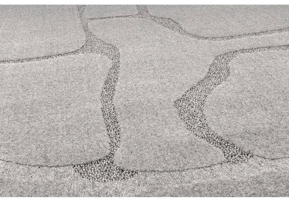 Covor gri rotund din lână ø 133 cm Morphic Organica – Agnella