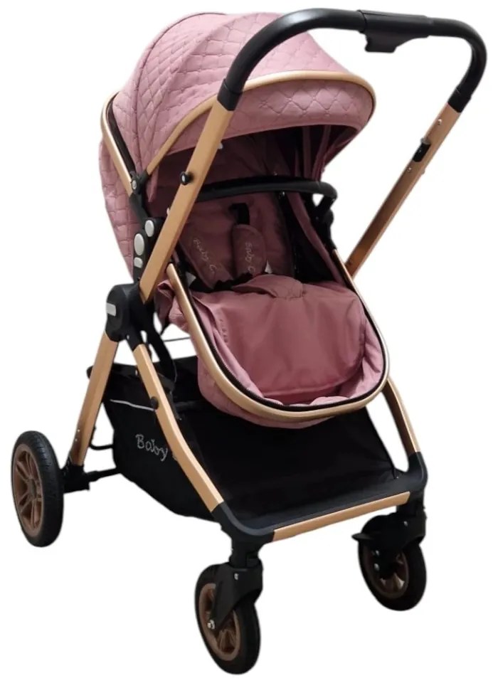 Carucior nou nascuti 2 in 1 Baby Care X2S, Maner reversibil, Cu geanta bebe, Amortizoare, Roti din cauciuc plin AVE, Spatar reglabil 3 trepte, Plasa