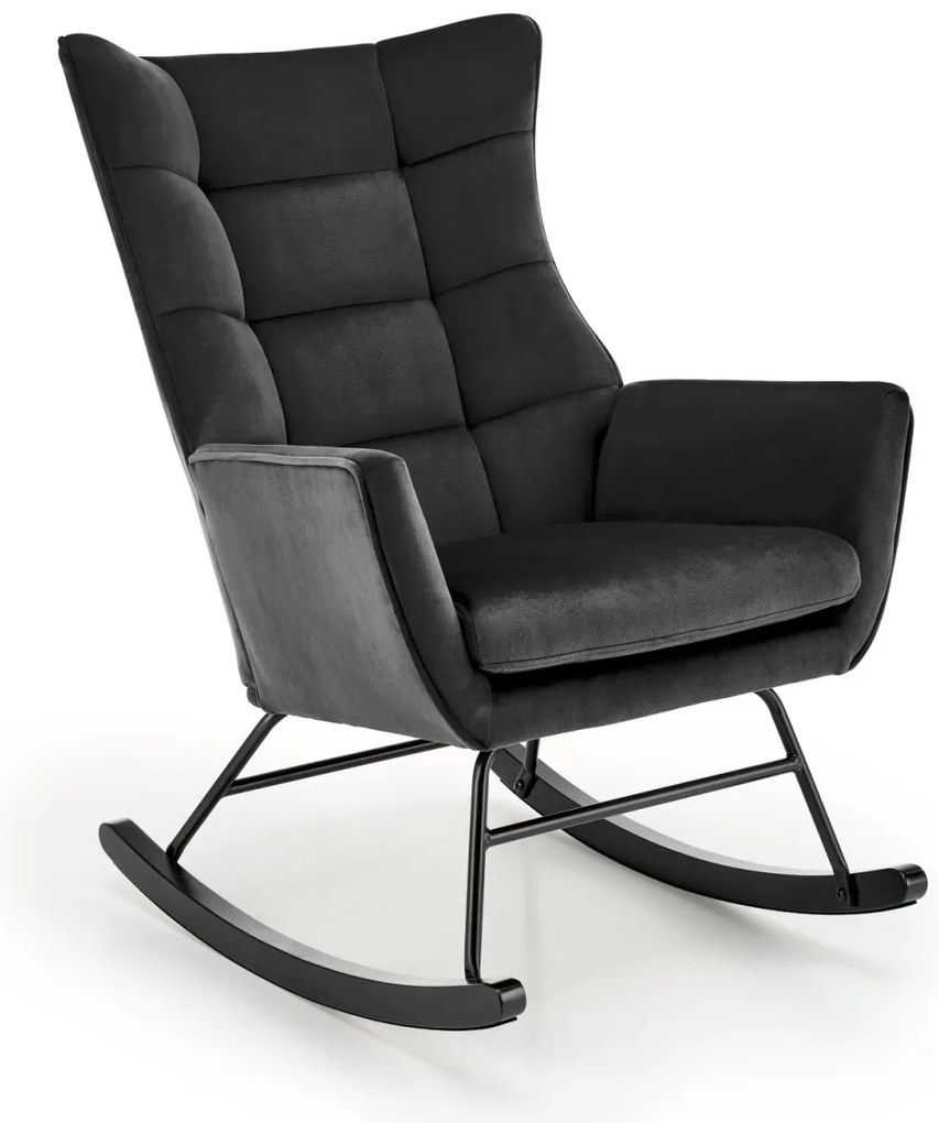Fotoliu tip balansoar Bazalto velvet negru H92 cm