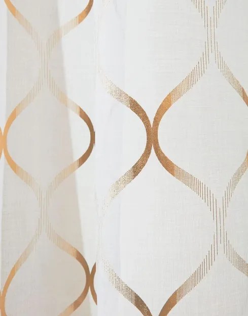 Perdea modernă cu ochiuri şi model auriu 140 x 250 cm