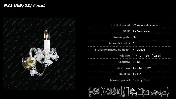 Aplica de perete cristal Bohemia N21 009/01/7 mat