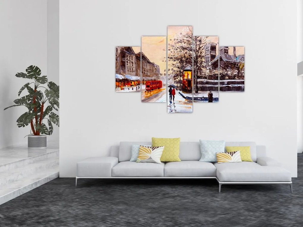 Tablou - Pictură oraș iarna (150x105 cm)