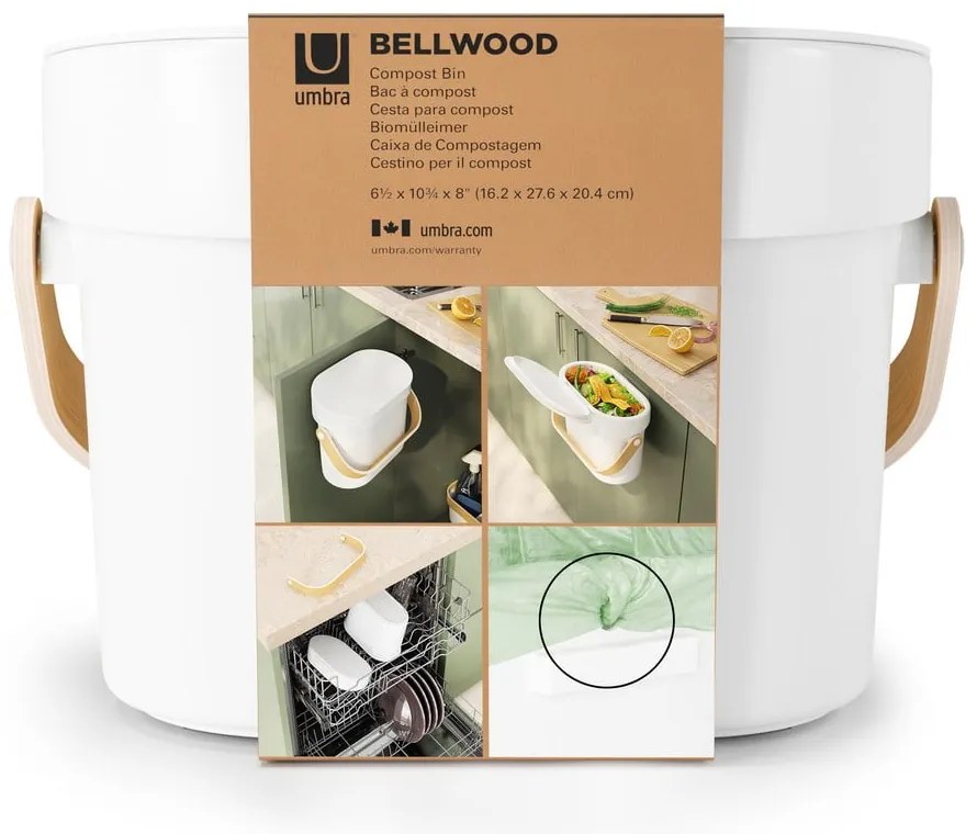 Recipient pentru deșeuri compostabile alb 4 l Bellwood – Umbra