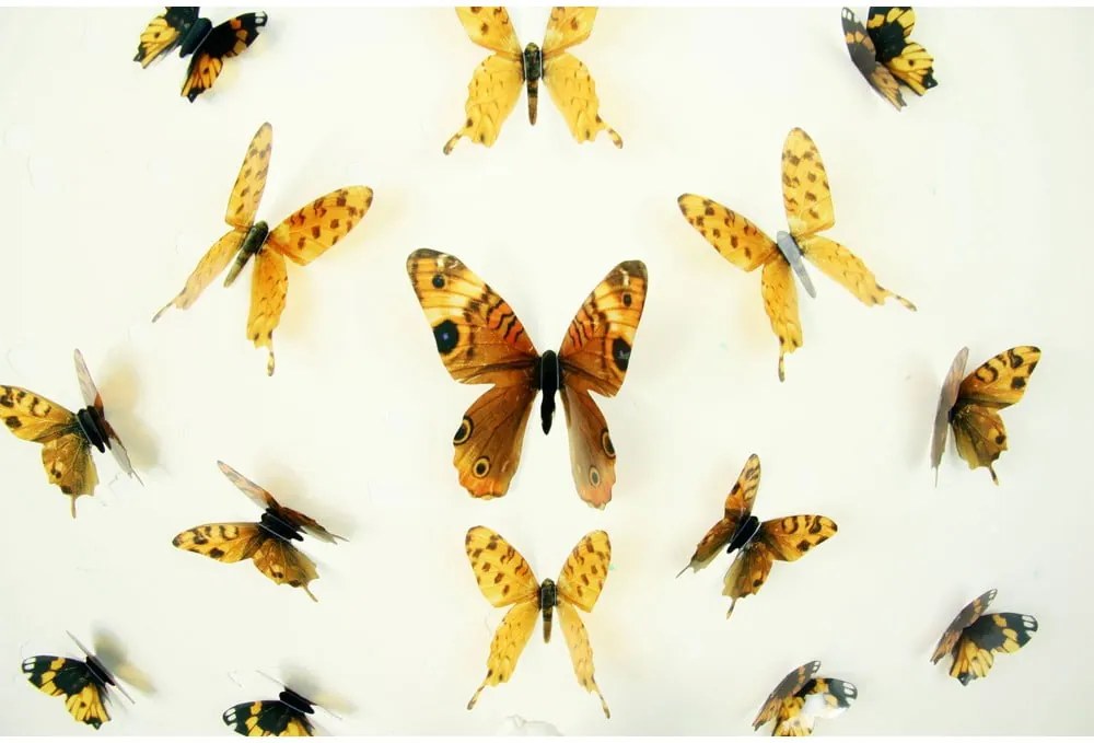 Set 18 autocolante cu efect 3D Ambiance Butterflies Yellow