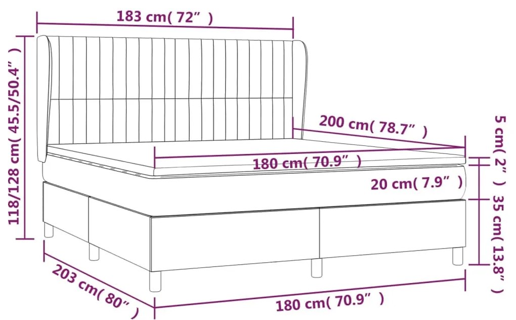 Pat box spring cu saltea, gri inchis, 180x200 cm, textil Morke gra, 180 x 200 cm, Benzi verticale