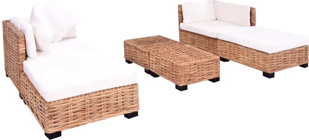 vidaXL Set canapea, 16 piese, ratan natural