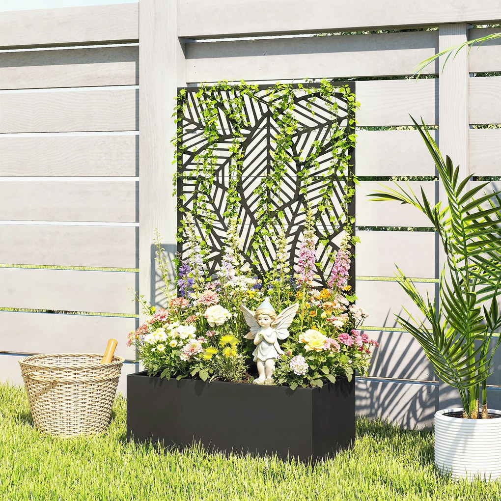 Outsunny Pat înălțat din metal cu spalier pentru plante cățărătoare, independent sau pentru montare pe perete | Aosom Romania