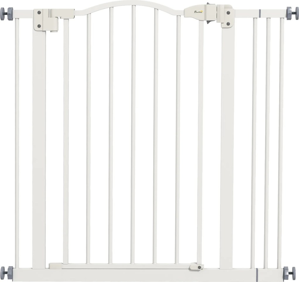 PawHut Poartă Extensibilă pentru Câini fără Șuruburi, Poartă de Siguranță Reglabilă, 94-100x94 cm, Alb | Aosom Romania