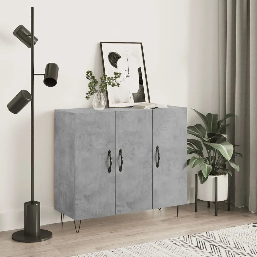 vidaXL Dulap, gri beton, 90x34x80 cm, lemn compozit