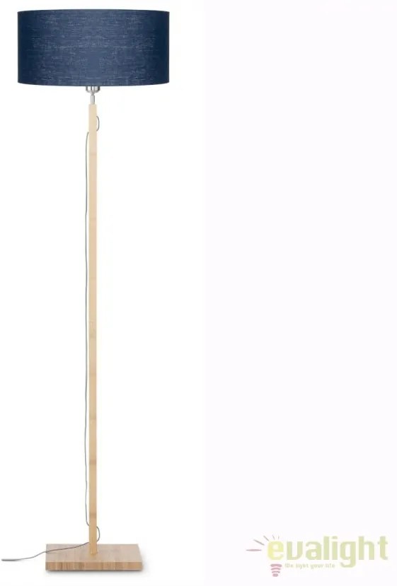 Lampadar modern cu baza din lemn si abajur textil FUJI, albastru FUJI/F/4723/BD