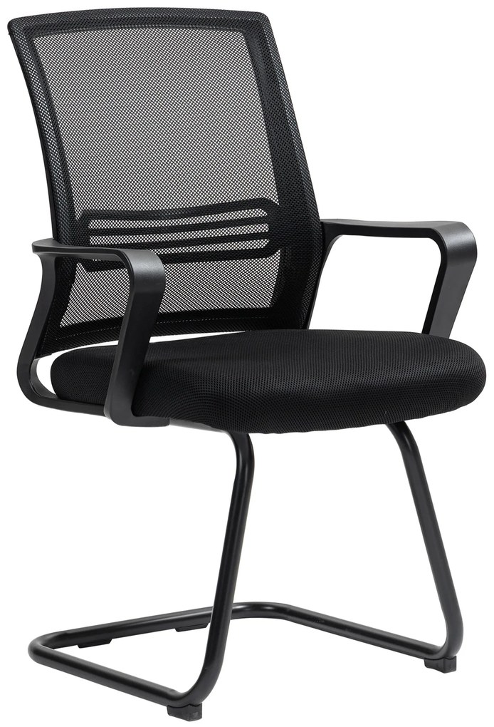 HOMCOM Scaun de birou din plasă fără roți, bază tip sanie, pentru sală de conferință, așteptare, recepție, negru | Aosom Romania